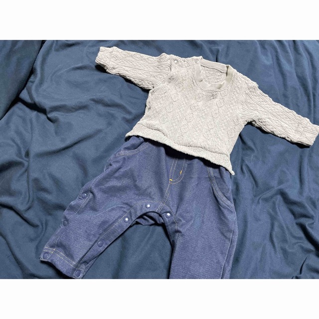 GU(ジーユー)のロンパース　カバーオール　3点セット　70 キッズ/ベビー/マタニティのベビー服(~85cm)(ロンパース)の商品写真