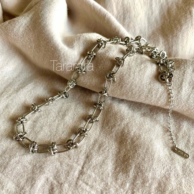 ●ステンレス knotchain necklaceS●金属アレルギー対応 レディースのアクセサリー(ネックレス)の商品写真