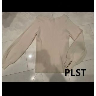 プラステ(PLST)の【試着のみ】PLST プラステ　袖ボタン　リブニット　ソフトレーヨンパフスリーブ(カットソー(長袖/七分))