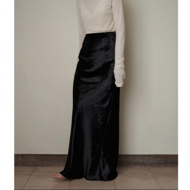 レディースenof velvet long skirt M black