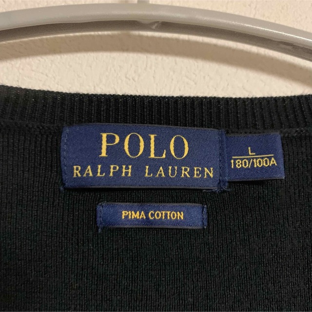 POLO RALPH LAUREN(ポロラルフローレン)の【美品】Polo Ralph Lauren Vネック　ニット　ブラック メンズのトップス(ニット/セーター)の商品写真