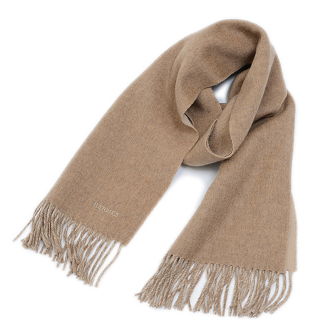 HERMES】 エルメス カシミヤ マフラー ショール 茶 ブラウン 良品