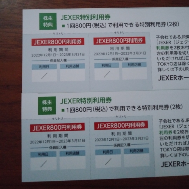 JR(ジェイアール)のJEXER 特別利用券 チケットの施設利用券(フィットネスクラブ)の商品写真