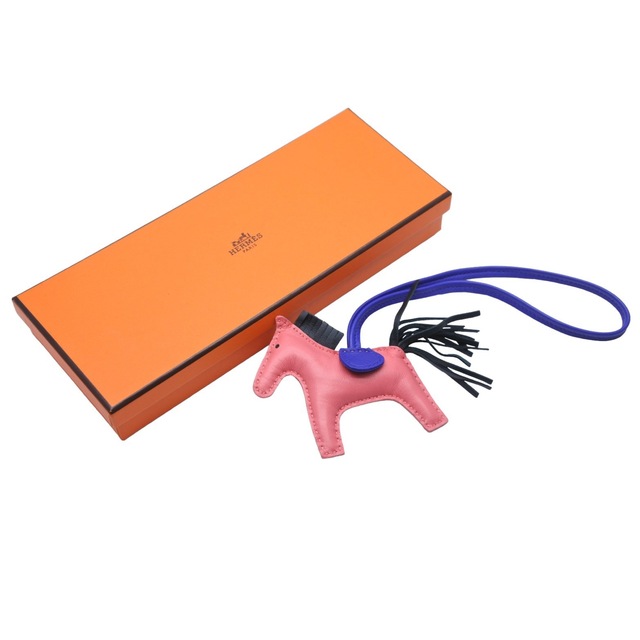 新品同様 HERMES エルメス チャーム ロデオPM バッグチャーム ピンク系