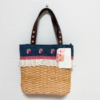 マザーハウス(MOTHERHOUSE)の【新品タグ付】マザーガーデン 野いちご かごバッグ 刺繍 ロリータ(その他)