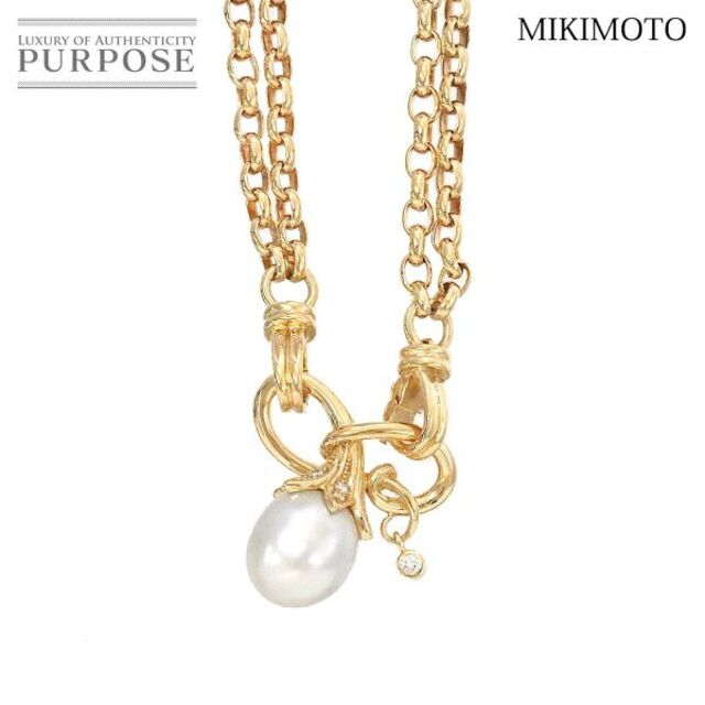 MIKIMOTO - ミキモト MIKIMOTO 淡水真珠 11.8mm ダイヤ ネックレス 42cm K18 YG イエローゴールド 750 パール VLP 90176334