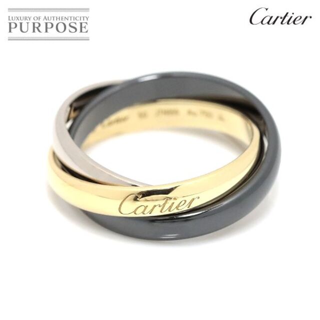 カルティエ Cartier トリニティ #50 リング セラミック K18 YG WG 3連 750 ゴールド 指輪 VLP 90175458