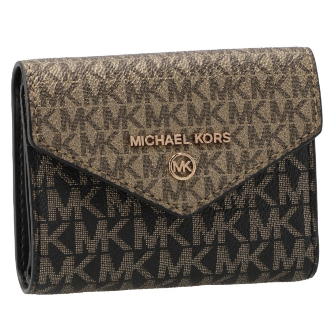 マイケル マイケル コース MICHAEL MICHAEL KORS 財布 三つ折り JET SET CHARM エンベロープ  トライフォールドウォレット ブラック×ゴールド 32F2GT9E6V 0005 039 | フリマアプリ ラクマ