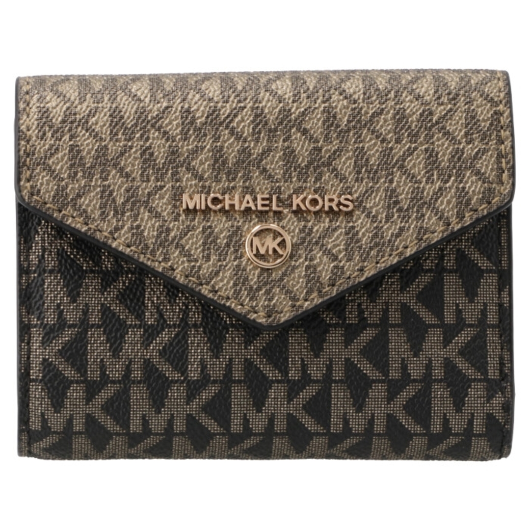 マイケル マイケル コース MICHAEL MICHAEL KORS 財布 三つ折り JET SET CHARM エンベロープ  トライフォールドウォレット ブラック×ゴールド 32F2GT9E6V 0005 039