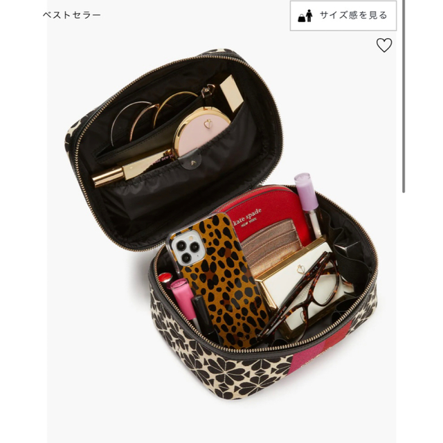 kate spade new york(ケイトスペードニューヨーク)の⭐️1点のみ⭐️スペードフラワージャカードストライプ バニティケース レディースのファッション小物(ポーチ)の商品写真