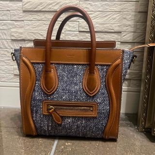 セリーヌ CELINE ハンドバッグ ラゲージ マイクロショッパー レザー/デニム ブラック×インディゴ レディース 送料無料 99708f