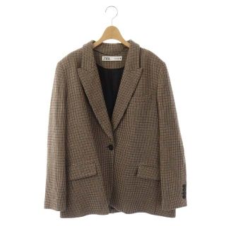 ザラ(ZARA)のザラ エルボーパッチジャケット テーラード 1B 総裏地 千鳥柄 XL 茶(その他)