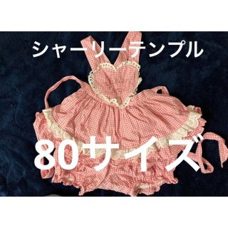 シャーリーテンプル(Shirley Temple)の美品　シャーリーテンプルハートチェック柄ピンクロンパースワンピース(ロンパース)