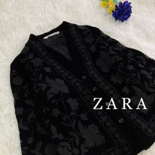 ザラ(ZARA)のchill 様 専用　ZARA エンブロイダリー ベルベット 花刺繍 ジャケット(ノーカラージャケット)