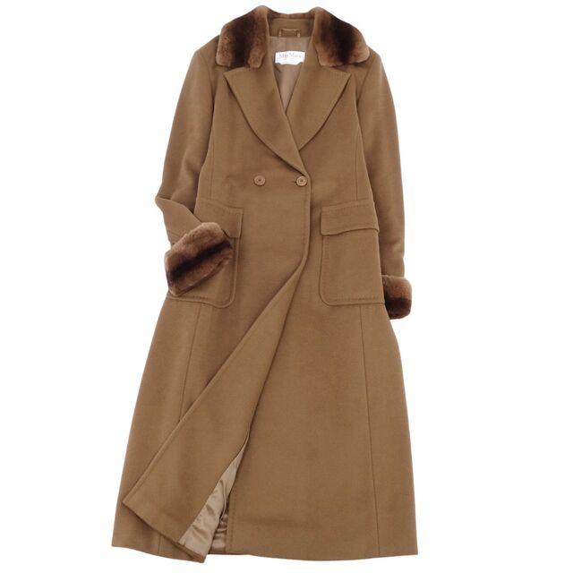 Max Mara(マックスマーラ)の極美品 マックスマーラ Max Mara コート カシミヤ 白タグ ミンクファー ロングコート オーバーサイズ レディース アウター JI40 USA6 FB38(M相当) ブラウン レディースのジャケット/アウター(その他)の商品写真