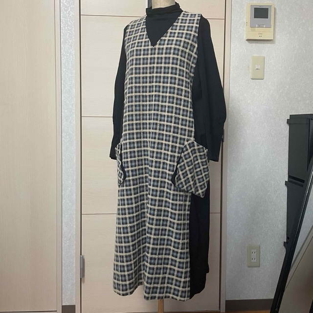【HIROKO BIS】㉑チェック切り替えジャンパースカート