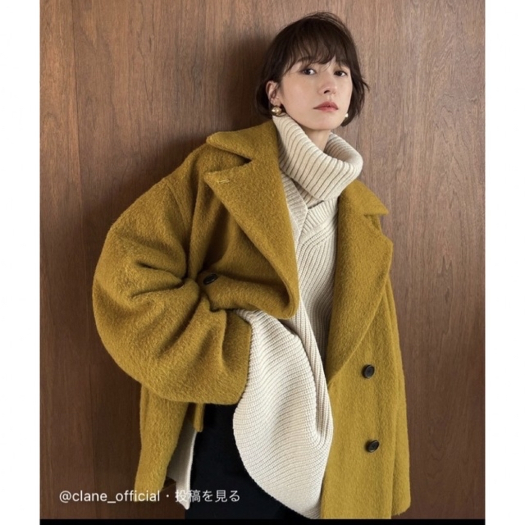 CLANE OVER LINE DOUBLE COAT クラネカラーマスタード