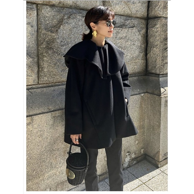 Drawer(ドゥロワー)のbow.a ボウエー　CATTLEYA COAT ブラック レディースのジャケット/アウター(ロングコート)の商品写真