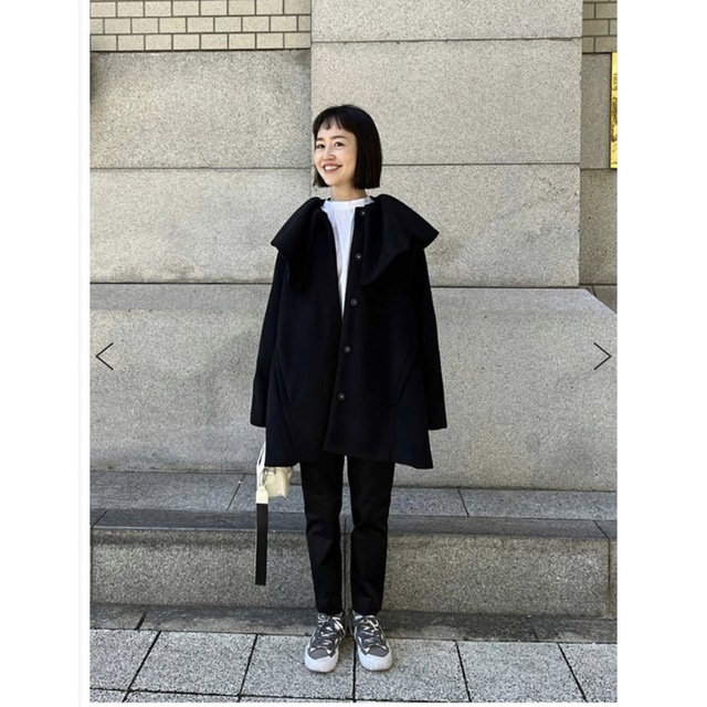 Drawer(ドゥロワー)のbow.a ボウエー　CATTLEYA COAT ブラック レディースのジャケット/アウター(ロングコート)の商品写真