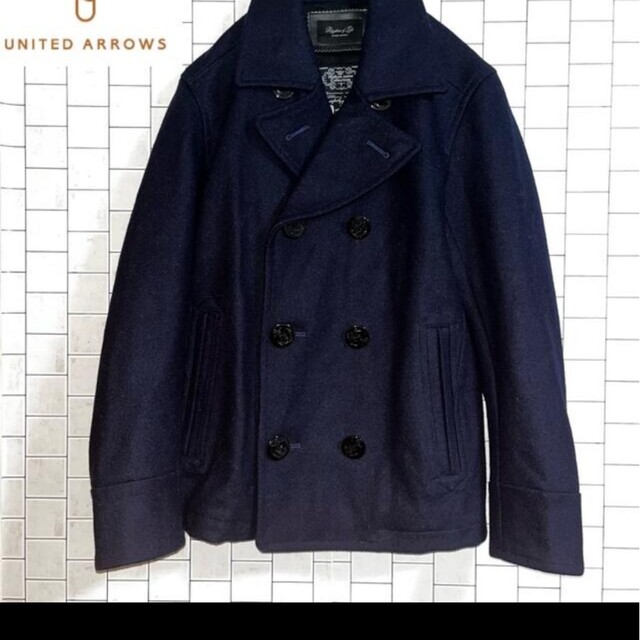 UNITED ARROWS(ユナイテッドアローズ)のユナイテッドアローズ　メルトン素材ピーコート　ネイビーカラー メンズのジャケット/アウター(ピーコート)の商品写真