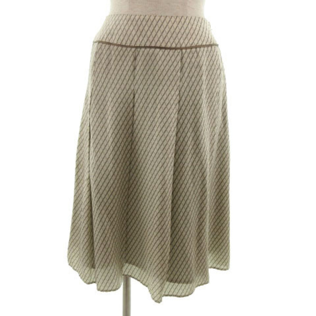 Ballsey(ボールジィ)のボールジー スカート ミディ シルク ダイヤ柄 シャンパンゴールド 茶 36 レディースのスカート(ひざ丈スカート)の商品写真