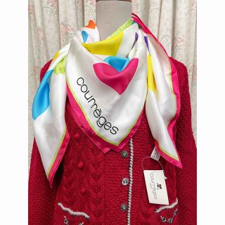 クレージュ(Courreges)のクレージュ　日本製　シルク　絹　スカーフ　オーロラ　カラフル　大判　四角(バンダナ/スカーフ)