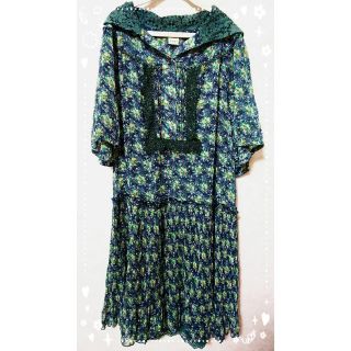 アクシーズファム(axes femme)のアクシーズファム　レトロ　可愛い　花柄　シアー　プリーツスカート　ワンピース(ひざ丈ワンピース)