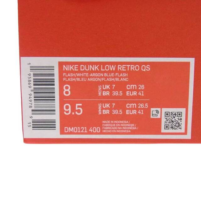 NIKE(ナイキ)のNIKE ナイキ スニーカー DM0121 400 Nike Dunk Low Retro QS Argon ダンク ロー レトロ QS アルゴン スニーカー  ブルー系 26.0cm【新古品】【未使用】【中古】 メンズの靴/シューズ(スニーカー)の商品写真