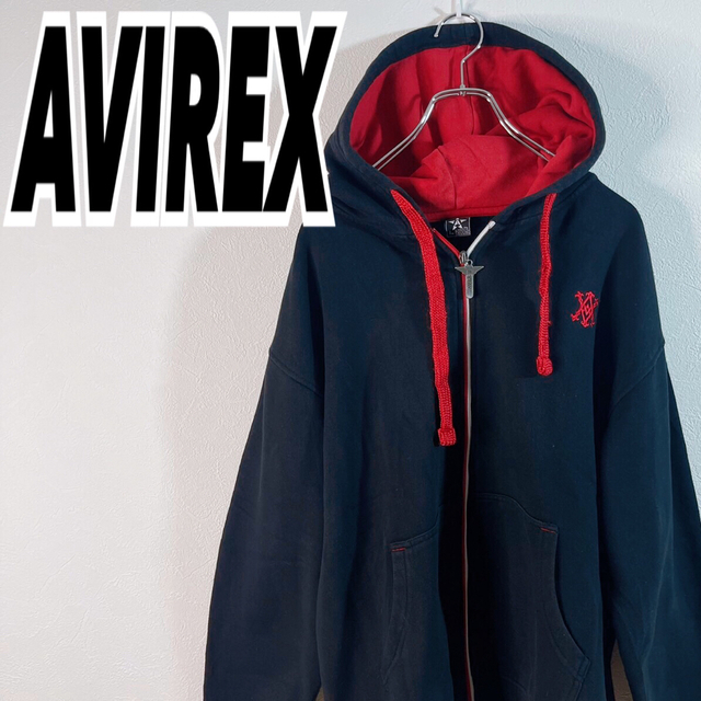 AVIREX(アヴィレックス)の90's アヴィレックス メンズ ワンポイントロゴ ジップ パーカー 古着 メンズのトップス(パーカー)の商品写真