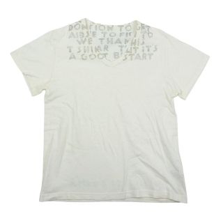 マルタンマルジェラ(Maison Martin Margiela)のMAISON MARTIN MARGIELA メゾンマルタンマルジェラ Ｔシャツ ここのえタグ エイズ ラメ プリント Ｔシャツ オフホワイト系 S【中古】(シャツ)