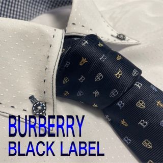 バーバリーブラックレーベル(BURBERRY BLACK LABEL)のバーバリーブラックレーベル　ネクタイ　ブランド・ホースロゴ　光沢　厚手　ネイビー(ネクタイ)