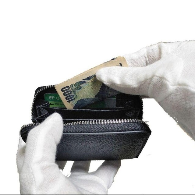 牛革メンズレディース共通ファスナー付き財布 真鍮製マネークリップ付きです レディースのファッション小物(財布)の商品写真