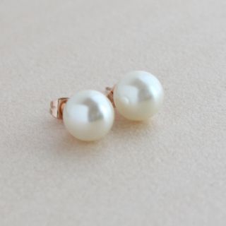 一粒10mmパール・ピアス・ピンクゴールド色(ピアス)