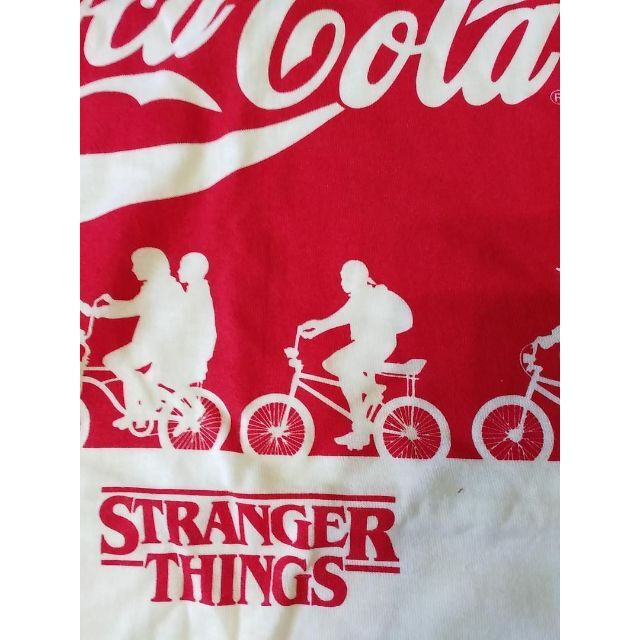 ストレンジャーシングス × コカ・コーラ 七分袖Tシャツ L 白×赤 *