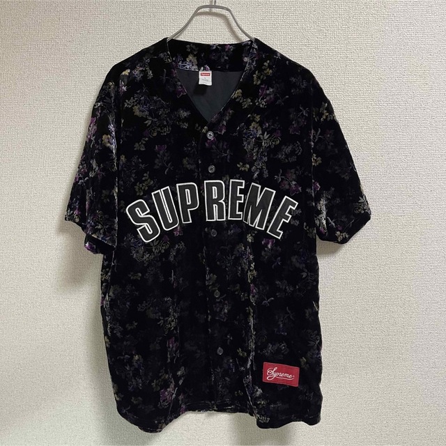 supreme Floral Velour Baseball Jersey