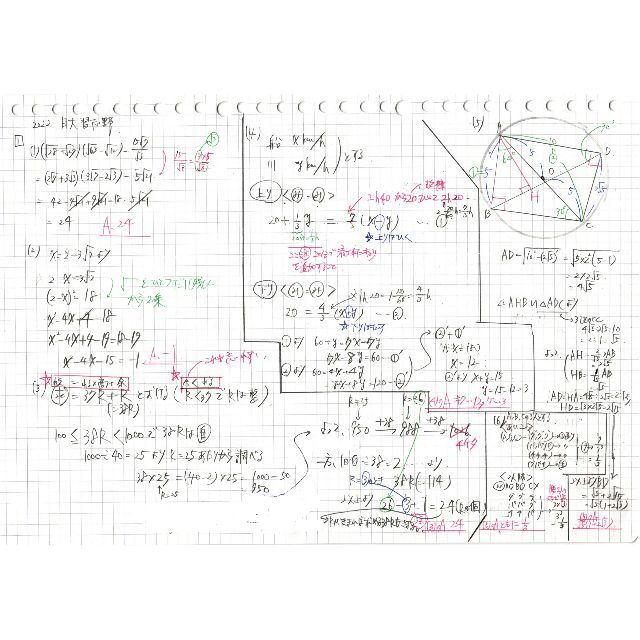 塾講師オリジナル数学解説 全問動画付!! 巣鴨 2023 高校入試 過去問