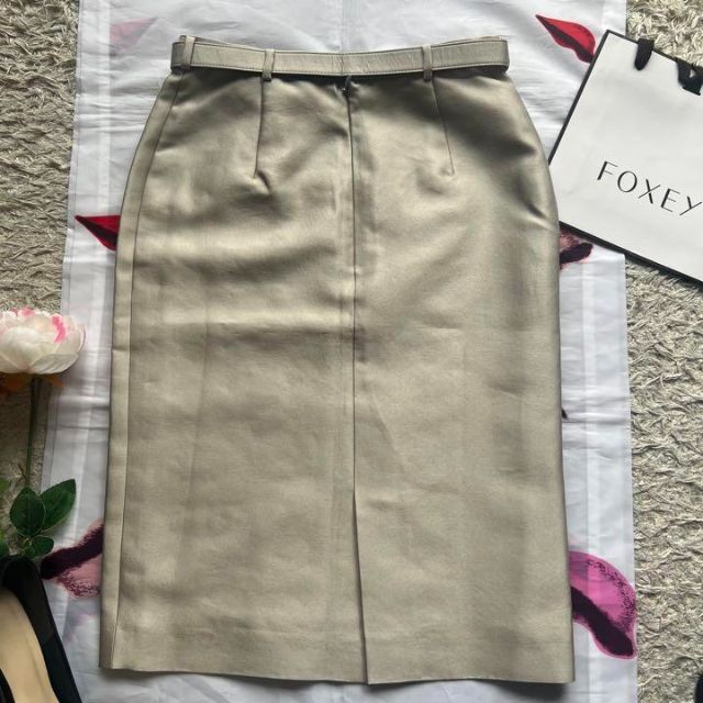 【美品】FOXEY セットアップ ノーカラージャケット 膝丈スカート 38