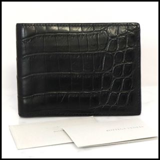 ボッテガヴェネタ(Bottega Veneta)のボッテガヴェネタ　レザー クロコダイル型押し　コインケース付き 二つ折り財布(折り財布)