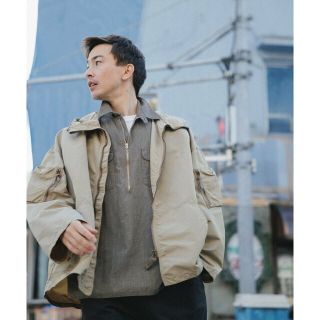 【ベージュ(27)】【L】【WILD LIFE TAILOR】ナイロンオックス フード ショート オーバー ブルゾン