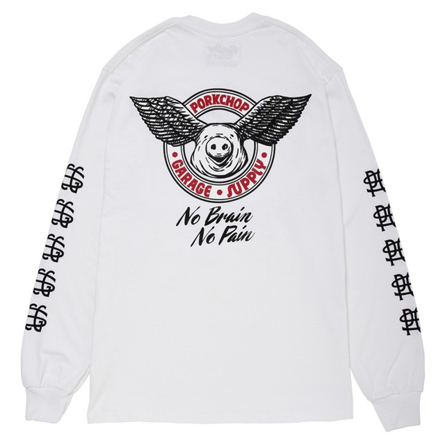 木村拓哉着 ポークチョップ WING PORK L/S TEE　白S メンズのトップス(Tシャツ/カットソー(七分/長袖))の商品写真