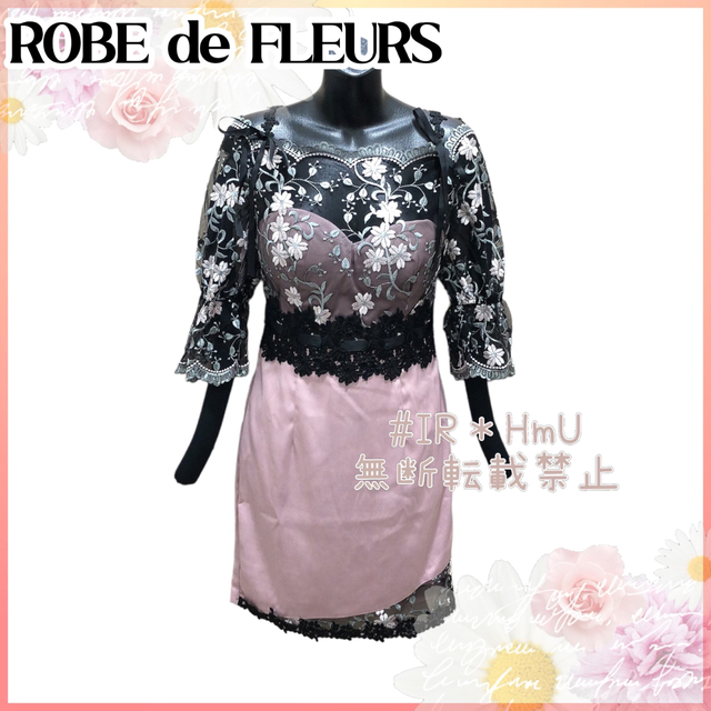 ROBE de FLEURS ローブドフルール　花柄　ワンピースドレス　袖付き | フリマアプリ ラクマ