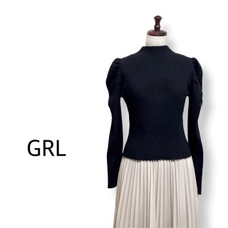 グレイル(GRL)の⭐️美品【GRL グレイル】プチハイネック リブニット ブラック 黒 長袖 無地(ニット/セーター)