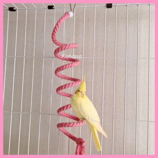 止まり木 ロープパーチ 小動物ケージ鳥用品鳥かご おもちゃ！インコデグーモモンガ(鳥)