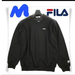 フィラ(FILA)のFILA ビッグシルエット ロゴ刺繍 バックプリント スウェット/黒/M 新品(スウェット)