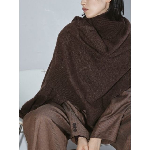 ファッション小物Lambwool Turtle Stole  　ダークブラウン