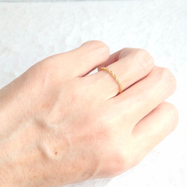 k18リング　フレンチロープチェーン　チェーンリング　1.8㎜幅　指輪　18金 レディースのアクセサリー(リング(指輪))の商品写真