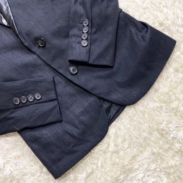 速くおよび自由な DIOR HOMME 38 黒 ブラック スモーキングジャケット レザー調 美品⭐️ディオールオム - テーラードジャケット