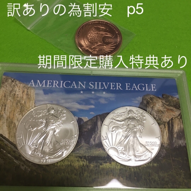イーグル1オンス 銀貨2021年製1枚、2022年製1枚 期間限定特典ありp6