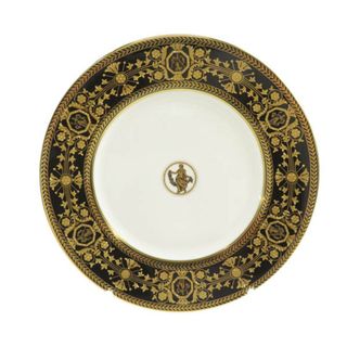 ウェッジウッド(WEDGWOOD)の美品 WEDGWOOD ウェッジウッド アストバリーブラック ラウンドプレート 1枚 20cm 中皿 金彩 22K ゴールド 最高級 SY5038H (食器)