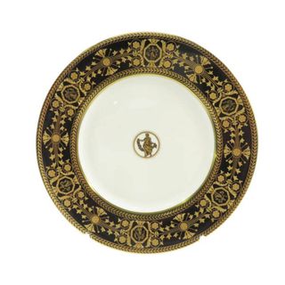 ウェッジウッド(WEDGWOOD)の美品 WEDGWOOD ウェッジウッド アストバリーブラック ラウンドプレート 1枚 20cm 中皿 金彩 22K ゴールド 最高級 SY5039H (食器)